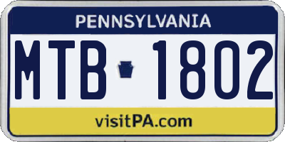 PA license plate MTB1802