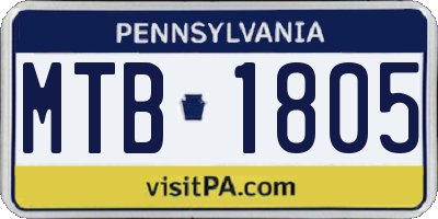 PA license plate MTB1805
