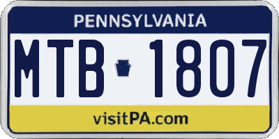 PA license plate MTB1807