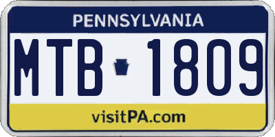 PA license plate MTB1809