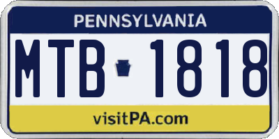 PA license plate MTB1818
