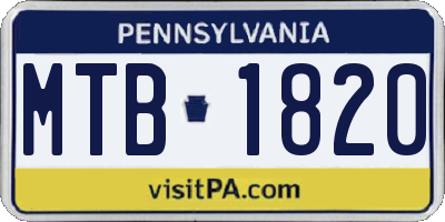 PA license plate MTB1820