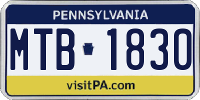 PA license plate MTB1830