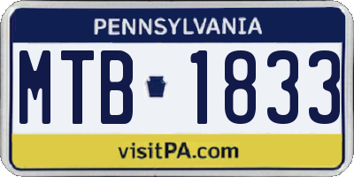 PA license plate MTB1833