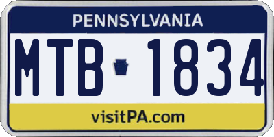 PA license plate MTB1834