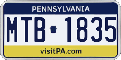 PA license plate MTB1835