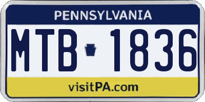 PA license plate MTB1836