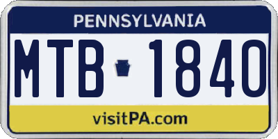 PA license plate MTB1840