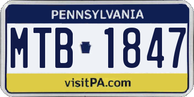 PA license plate MTB1847