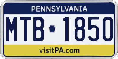 PA license plate MTB1850