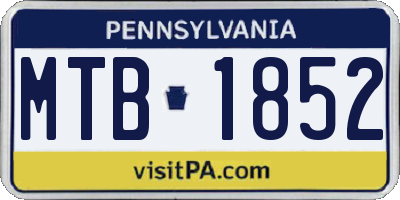 PA license plate MTB1852