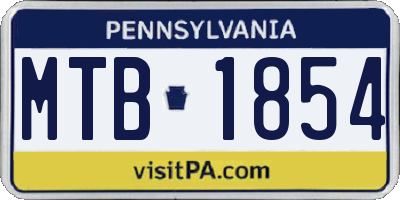 PA license plate MTB1854