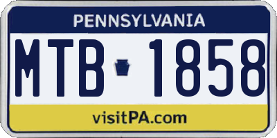 PA license plate MTB1858
