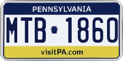 PA license plate MTB1860