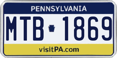 PA license plate MTB1869