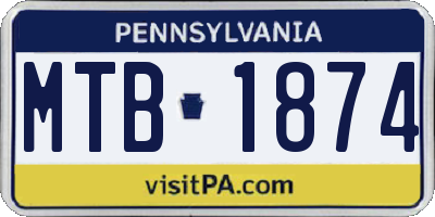 PA license plate MTB1874