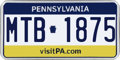 PA license plate MTB1875