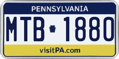 PA license plate MTB1880