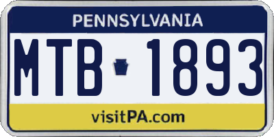 PA license plate MTB1893