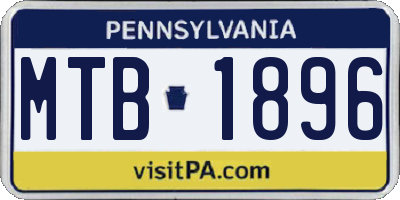 PA license plate MTB1896