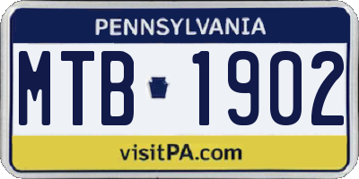 PA license plate MTB1902
