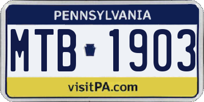 PA license plate MTB1903