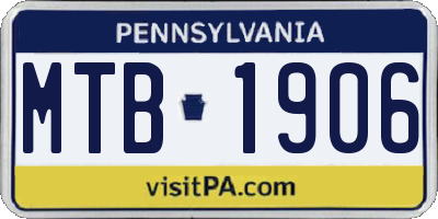 PA license plate MTB1906