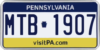 PA license plate MTB1907