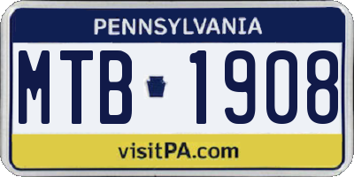 PA license plate MTB1908