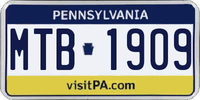 PA license plate MTB1909