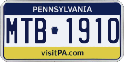 PA license plate MTB1910