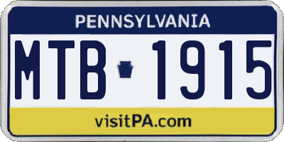PA license plate MTB1915