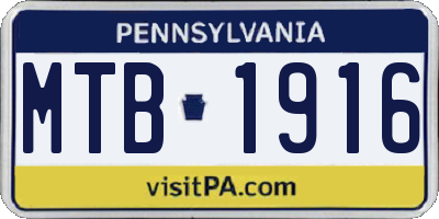 PA license plate MTB1916