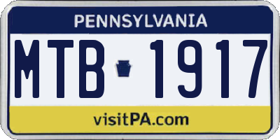 PA license plate MTB1917