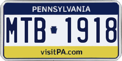 PA license plate MTB1918