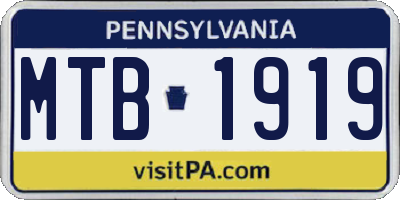 PA license plate MTB1919