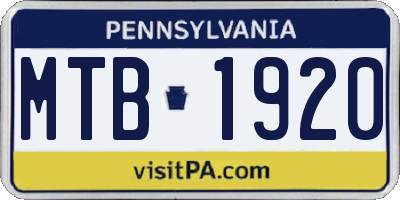 PA license plate MTB1920