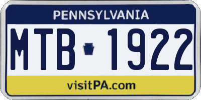 PA license plate MTB1922