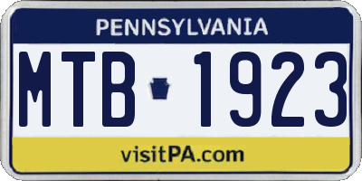 PA license plate MTB1923
