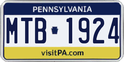 PA license plate MTB1924
