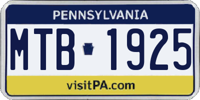 PA license plate MTB1925