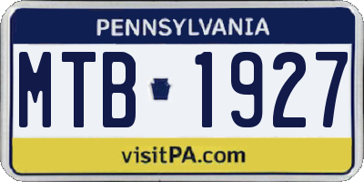 PA license plate MTB1927