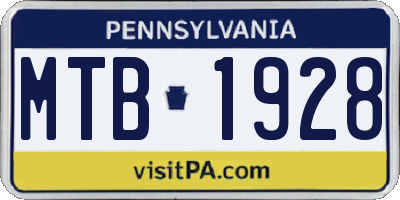 PA license plate MTB1928