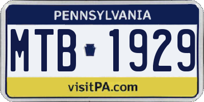 PA license plate MTB1929