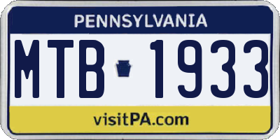 PA license plate MTB1933