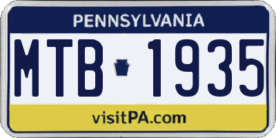PA license plate MTB1935