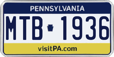 PA license plate MTB1936