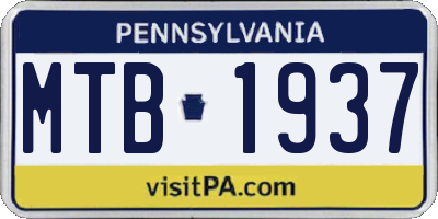 PA license plate MTB1937