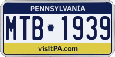PA license plate MTB1939