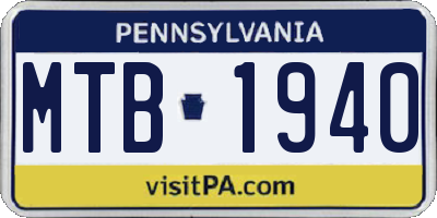 PA license plate MTB1940